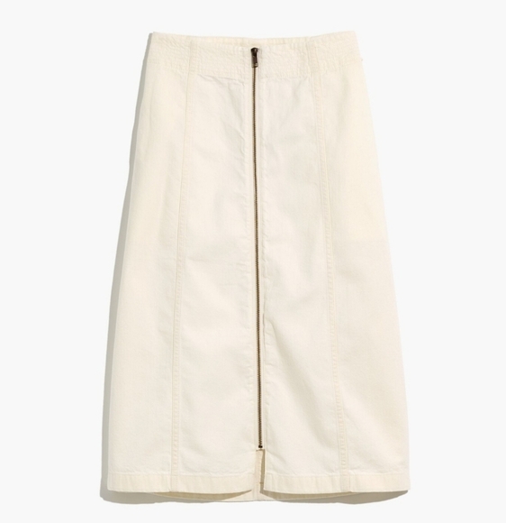 Madewell Rigid Denim Zip Midi Skirt in Tile White Size 25 - Picture 2 of 8